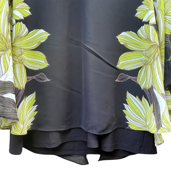 Joseph Ribkoff Electric Boho Minimalist Black Green Poncho Tunic Blouse Sz 16 - Picture 10 of 12